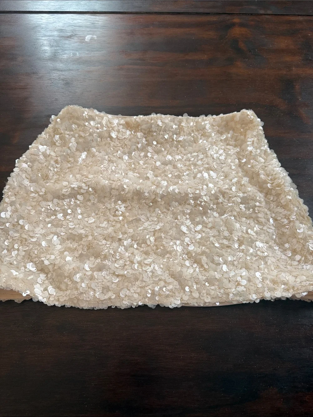 Zara Ivory Sequin Mini Skirt